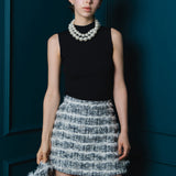 fur line tweed culottes