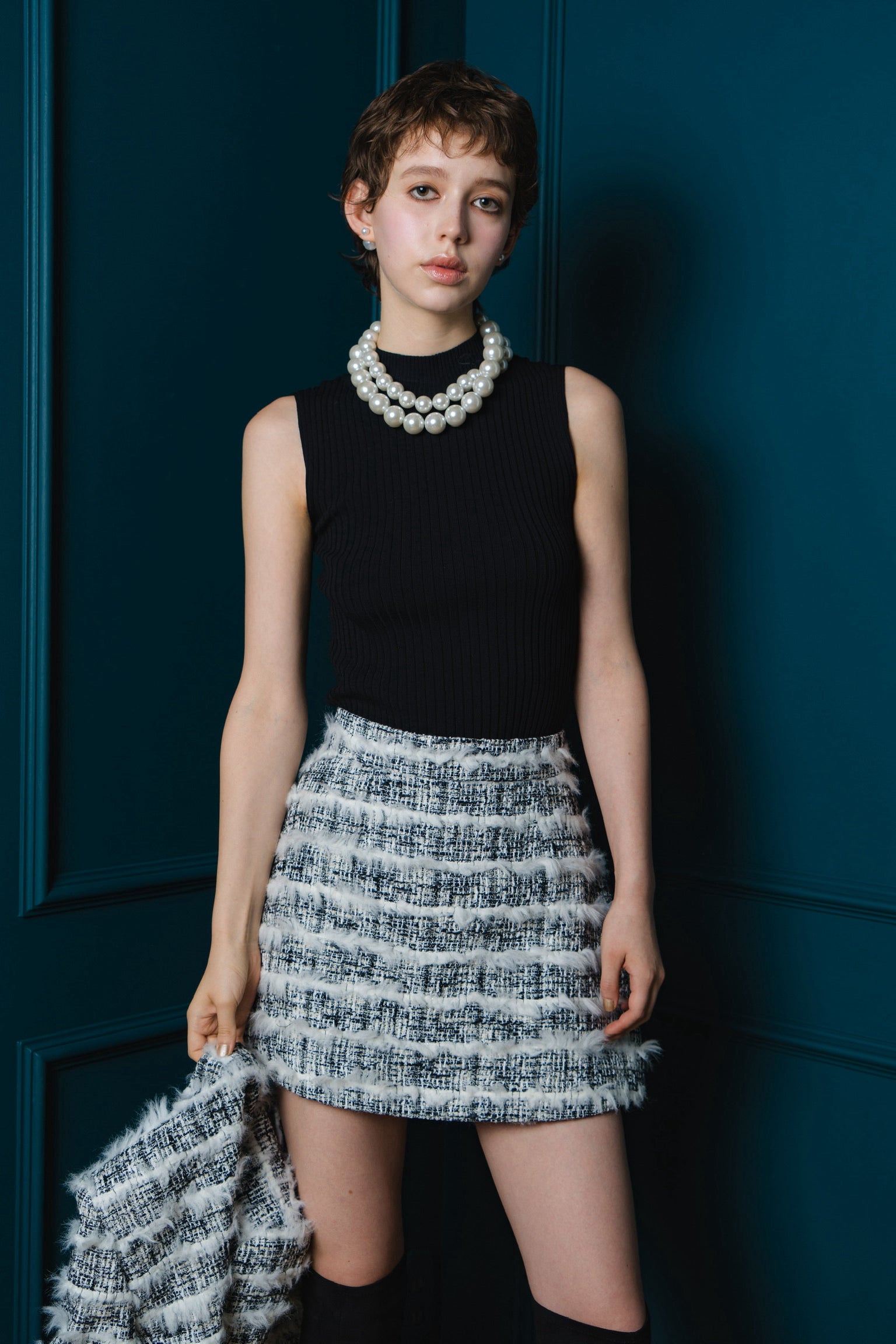 fur line tweed culottes – shéller / シェリエ fur line tweed culottes – shéller / シェリエ