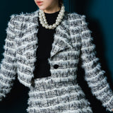 fur line tweed jacket
