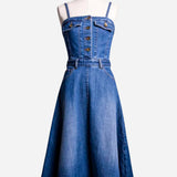 robe midi en jean avec fermeture éclair au dos