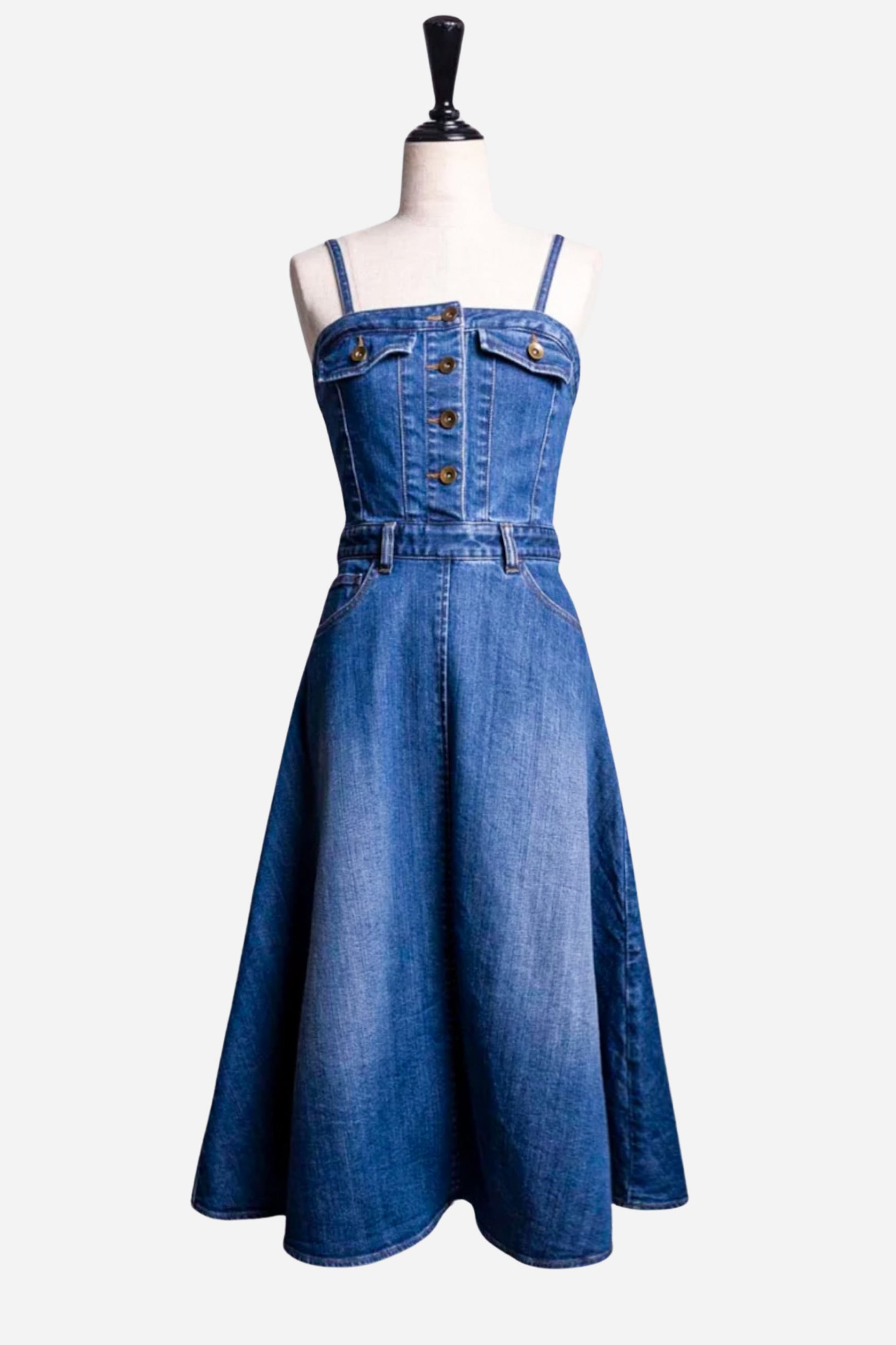 sheller Sサイズ back zip denim midi dress – shéller / シェリエ