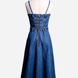robe midi en jean avec fermeture éclair au dos