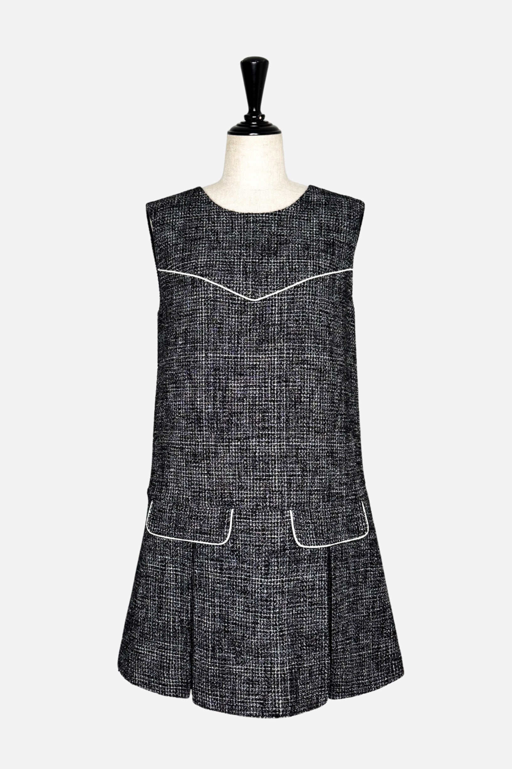 sheller シェリエボックスプリーツツイードドレス box pleats tweed mini dress – shéller / シェリエ