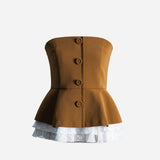 Bustier superposé en dentelle plissée