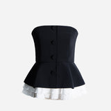 Bustier superposé en dentelle plissée