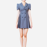 puff sleeve pleated jacket dress