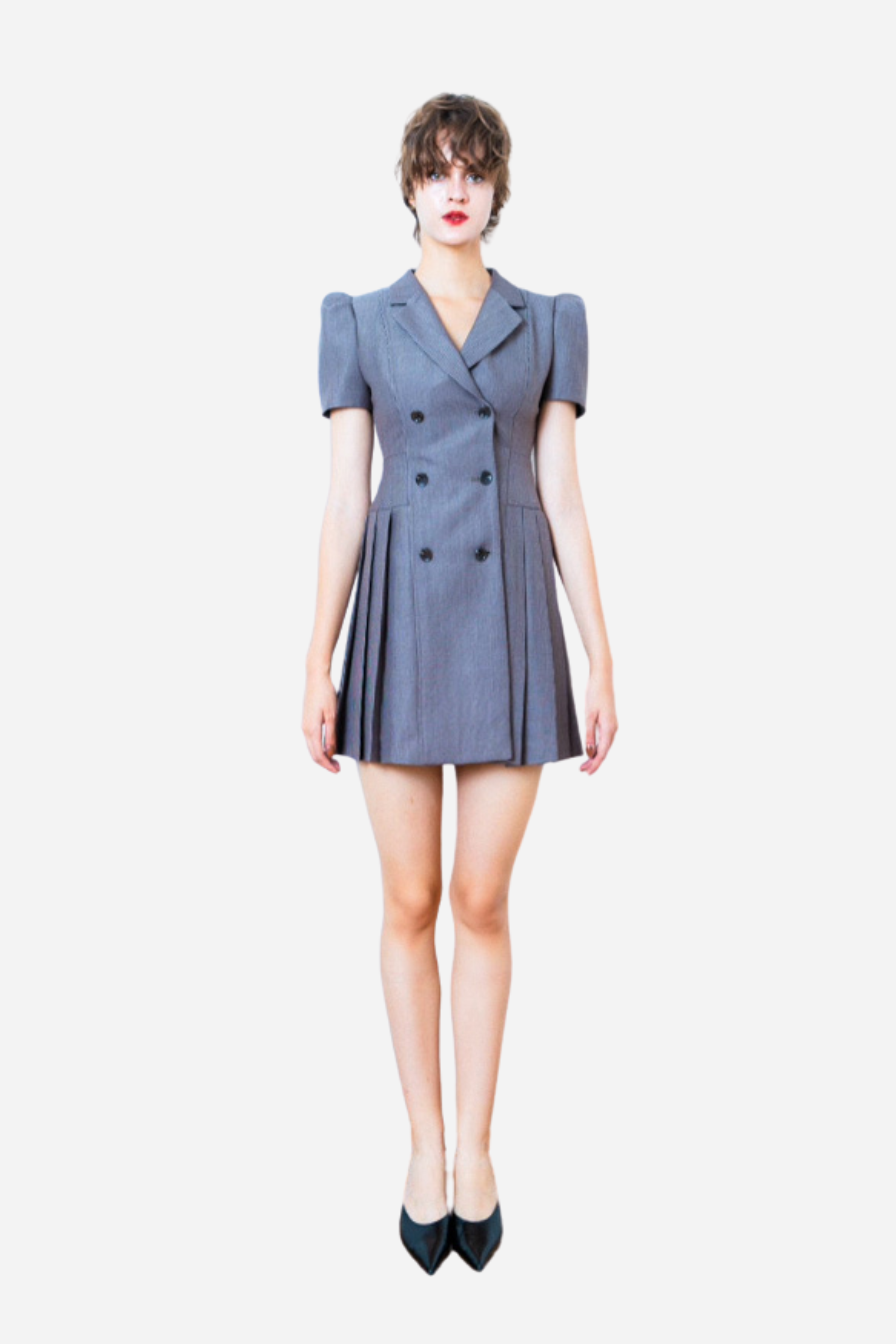 【完売レア】sheller シェリエダブルブレストジャケットドレス puff sleeve pleated jacket dress – shéller / シェリエ