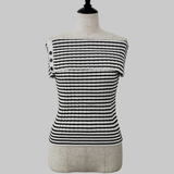 point button off shoulder knit