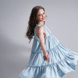 holder neck tiered mini dress