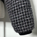 4way shiny tweed padded down jacket