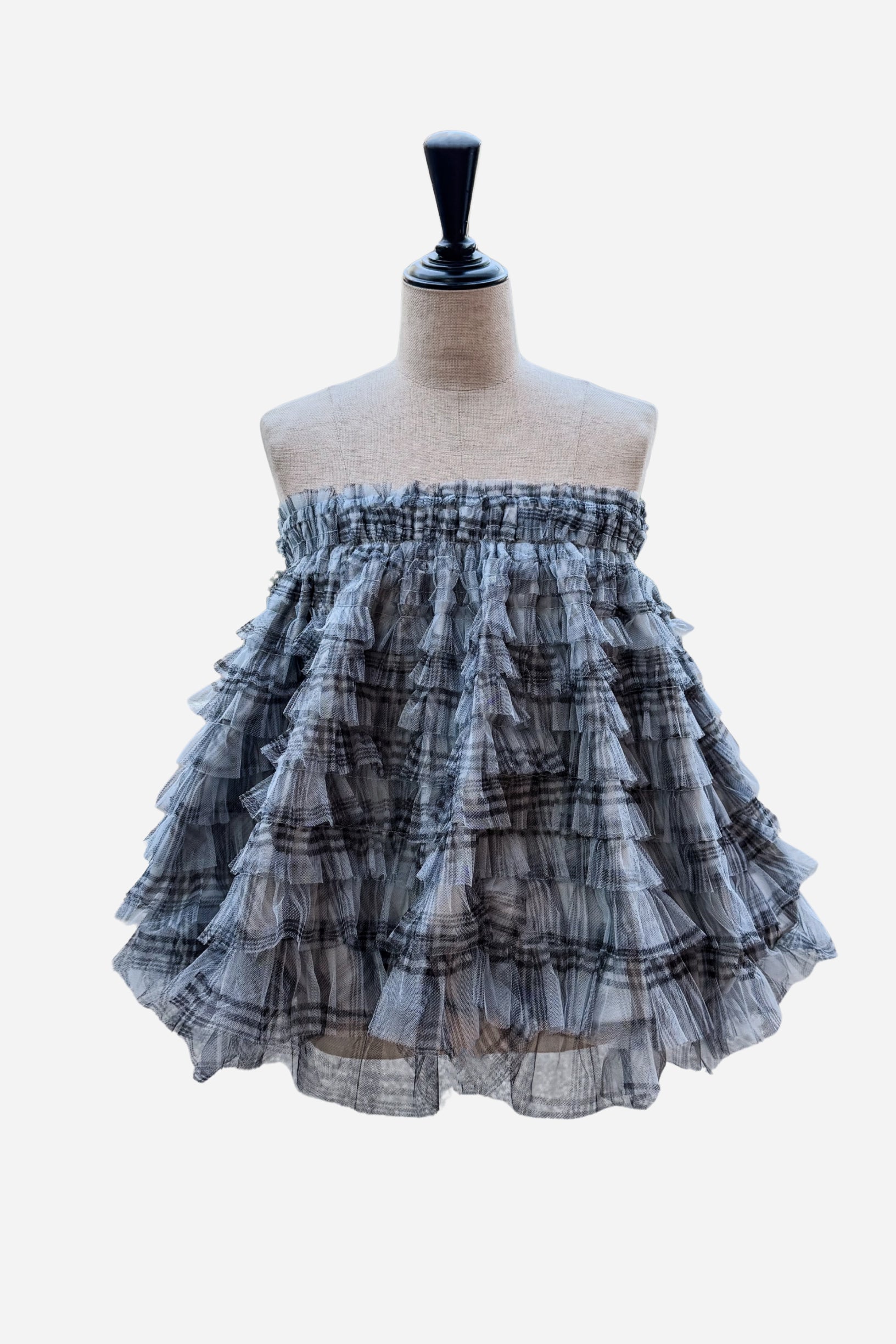Sheller シェリエ　checkPleatsRuffleTops Check Pleats Ruffle Tops – shéller / シェリエ