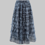 Check Pleats Ruffle Skirt