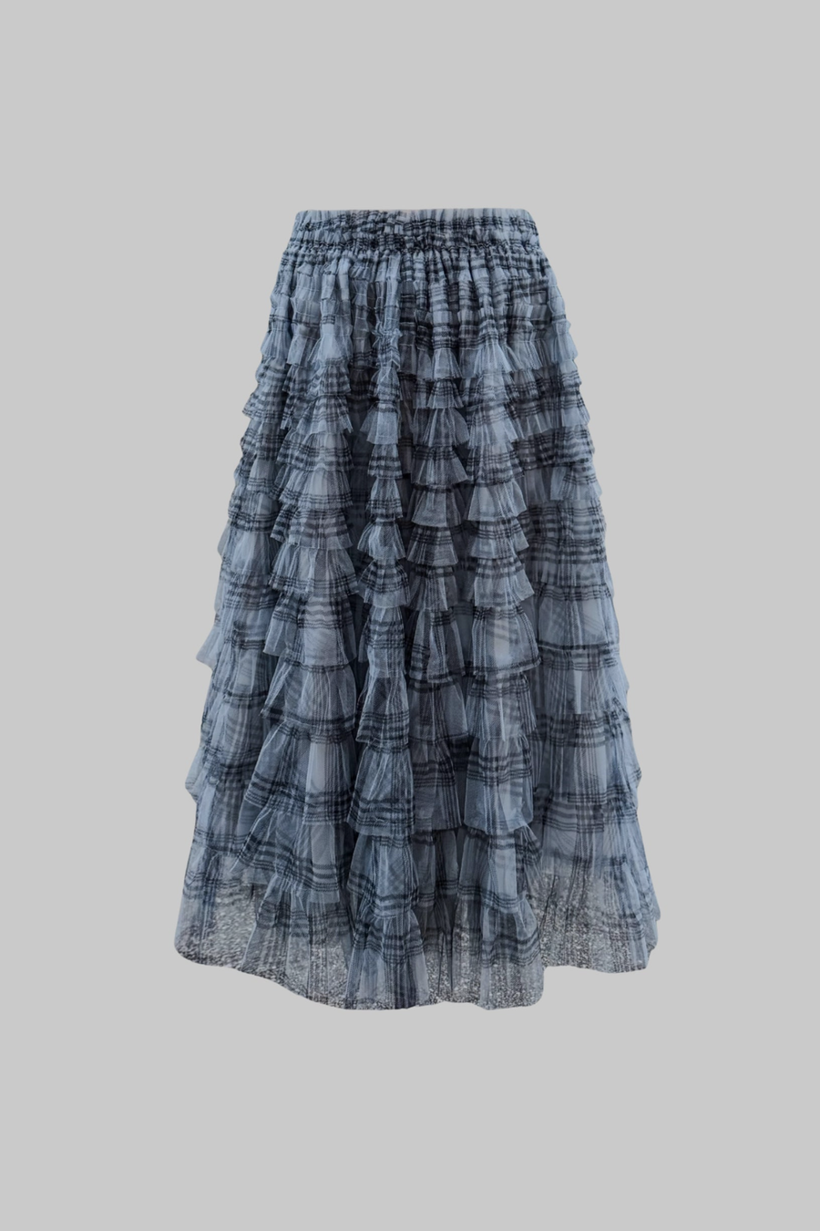 Check Pleats Ruffle Skirt