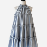 holder neck tiered mini dress
