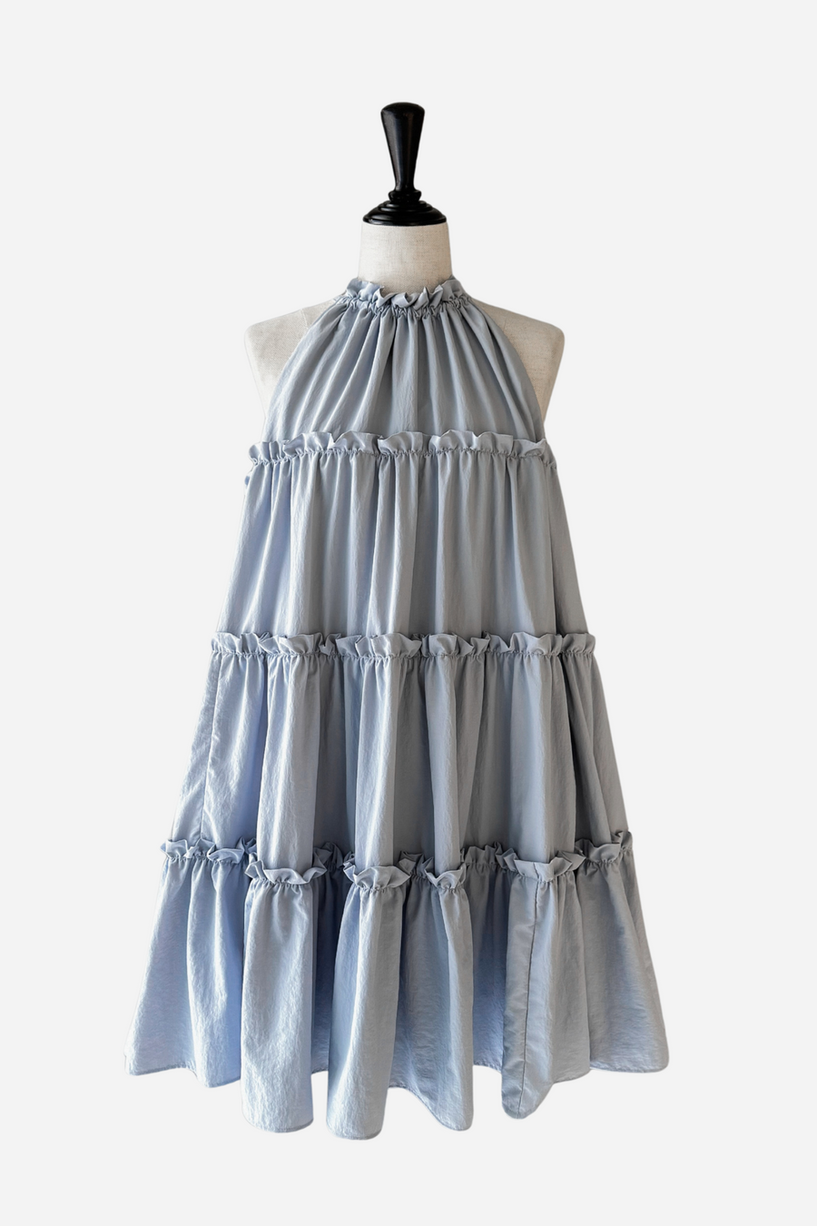 holder neck tiered mini dress
