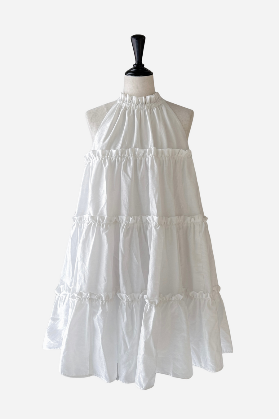 holder neck tiered mini dress