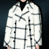 big check BISHU pure wool coat