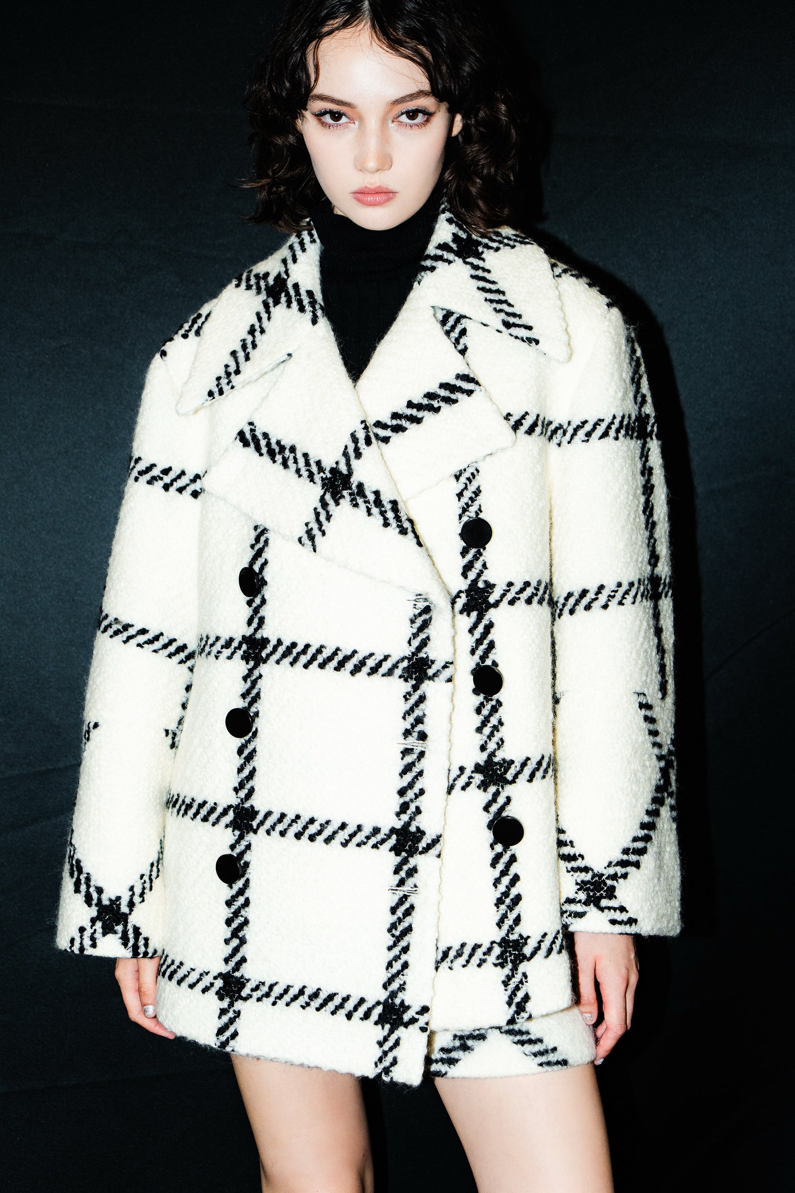 big check BISHU pure wool coat – shéller / シェリエ big check BISHU pure wool coat – shéller / シェリエ