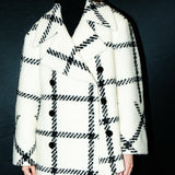 big check BISHU pure wool coat