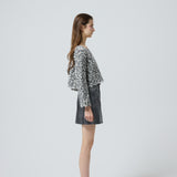 silver leather mini skirt