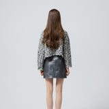 silver leather mini skirt