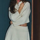 pleated knit mini skirt