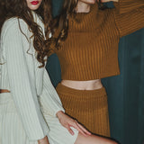 pleated knit mini skirt