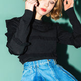 Ruffled frill sweater