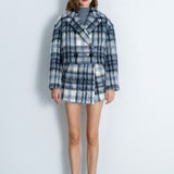Mohair check wrap culottes