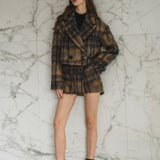 Manteau court à carreaux en mohair