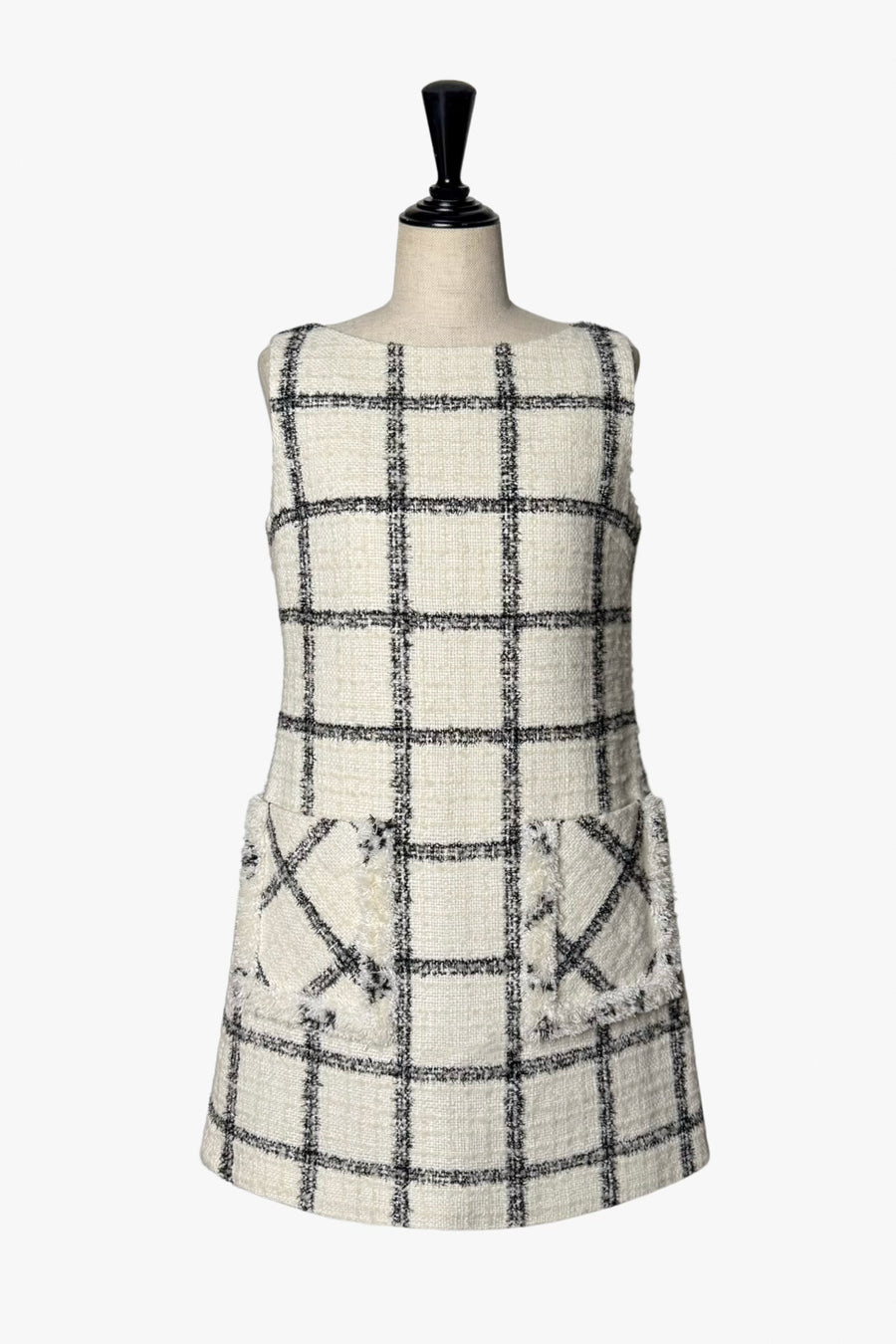 Window Check Tweed Mini Dress