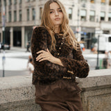 Leopard Fur Gold Button Jacket