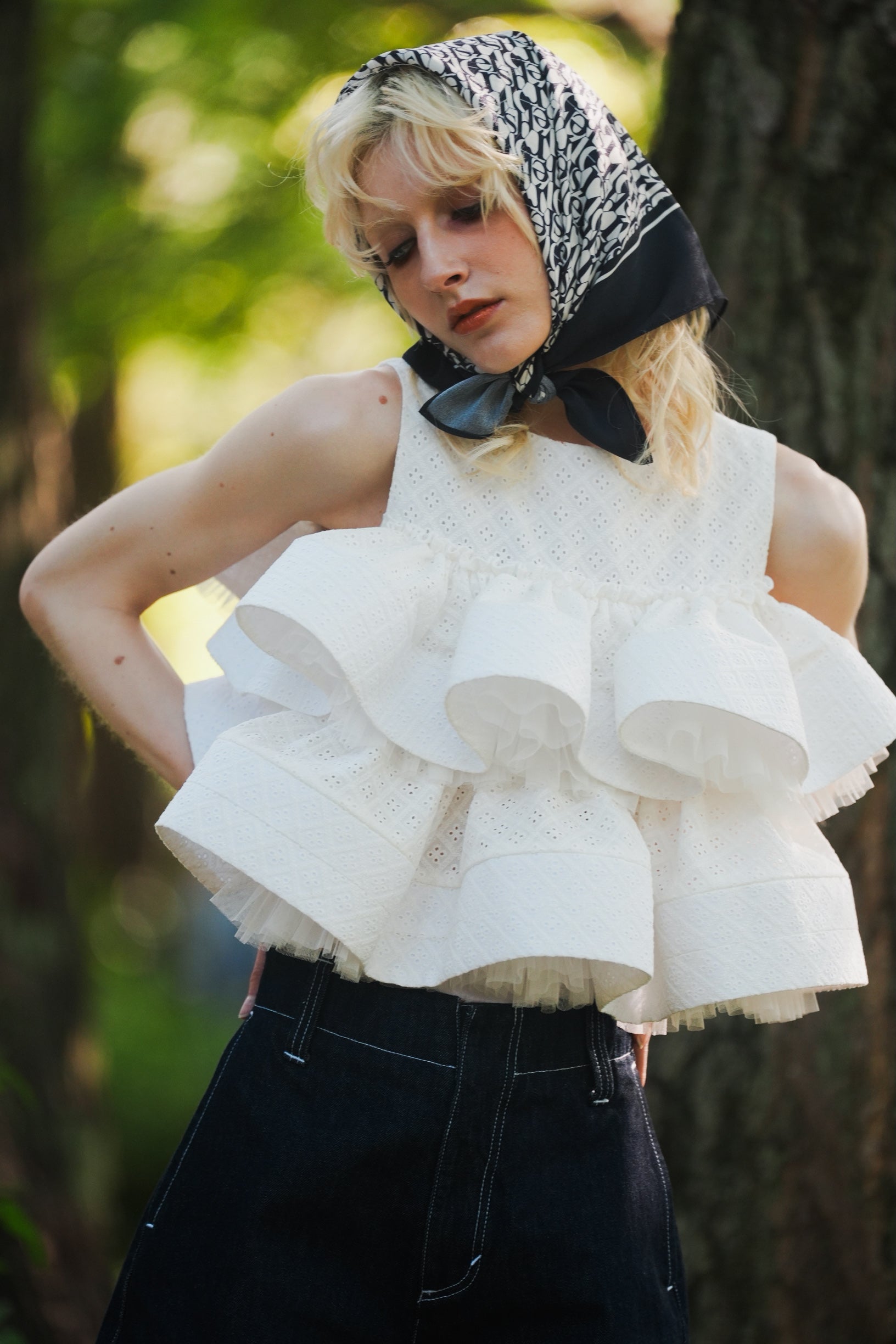 Bloom Gingham Tops / Bloom Cotton Lace Tops – shéller / シェリエ