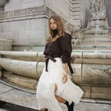 Flower Embroidery Ruffle Skirt
