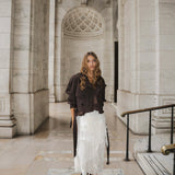 Flower Embroidery Ruffle Skirt