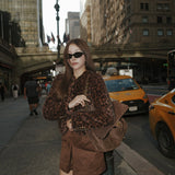 Leopard Fur Gold Button Jacket