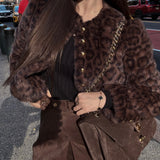 Leopard Fur Gold Button Jacket