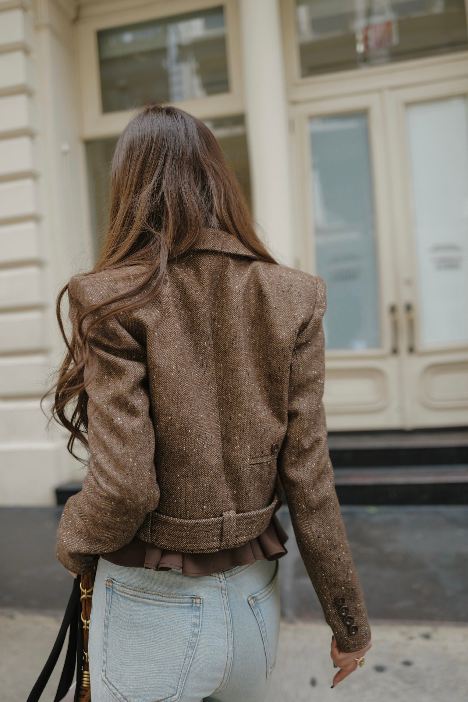 puff sleeve pleated jacket dress – shéller / シェリエ