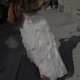 Flower Embroidery Ruffle Skirt